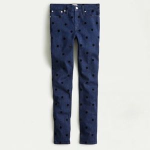 JCrew skinny Jean with velvet polka dot embellishment
